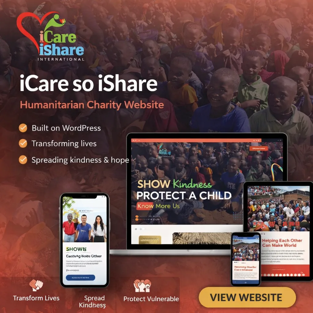 WordPress website design for the iCare So iShare humanitarian charity